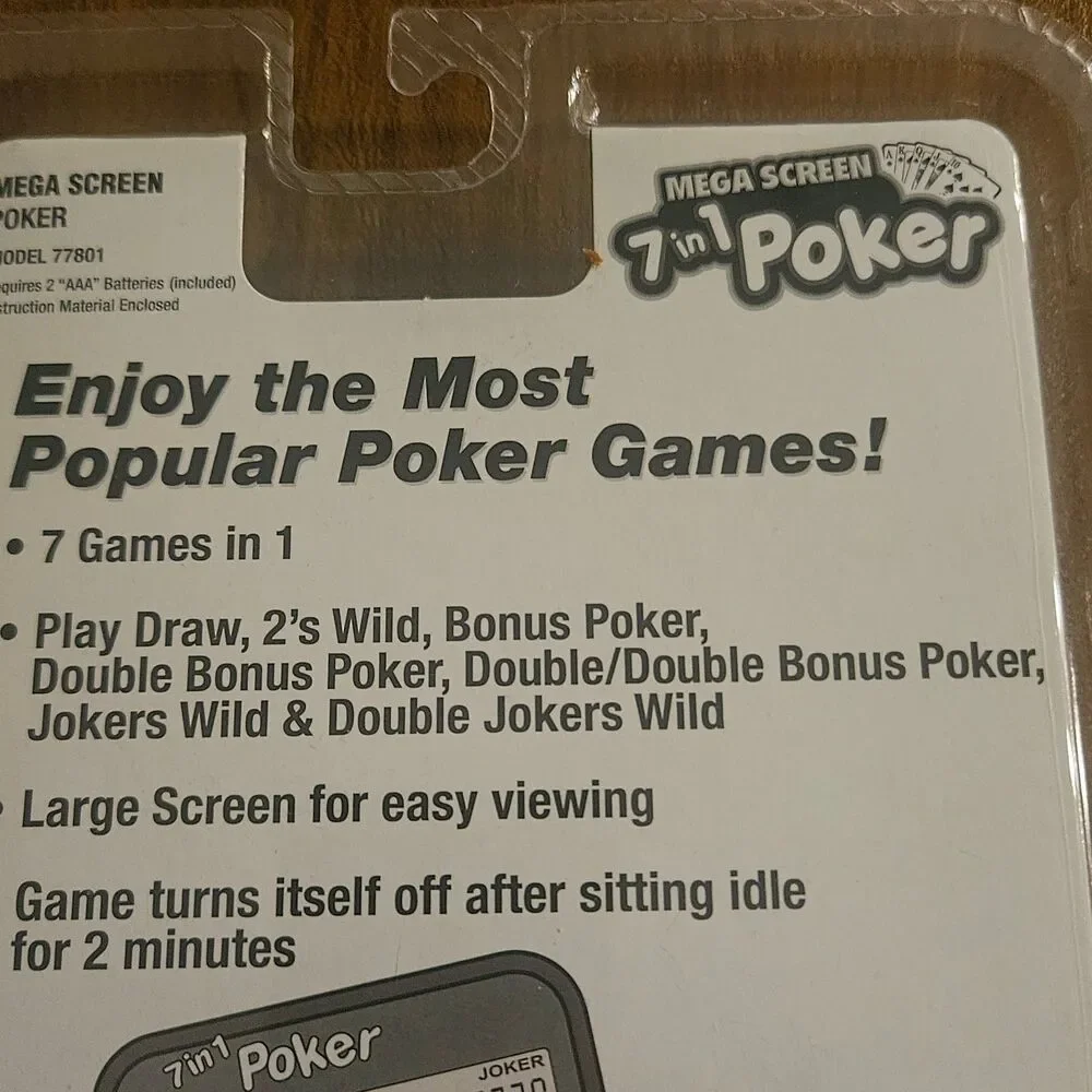 Mega Screen Poker Handheld Electronic Game 7 in 1 Model 77801 New Sealed